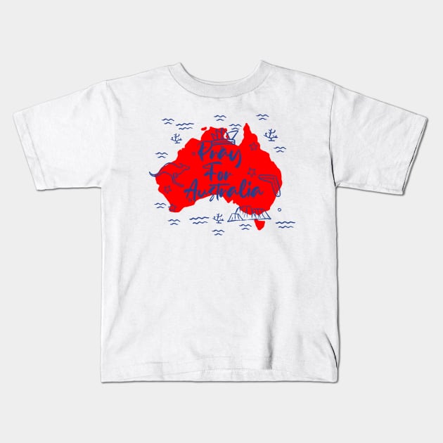 Pray for australia Kids T-Shirt by Amelia Emmie